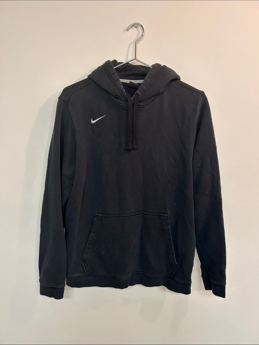 Nike Black Hoodie with White Swoosh - Men's